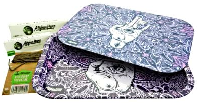 Afghan Hemp Metal Tray Kit w/ Magnetic Lid - Lavender Edition