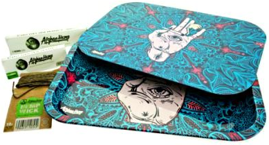 Afghan Hemp Metal Tray Kit w/ Magnetic Lid - Lavender Edition