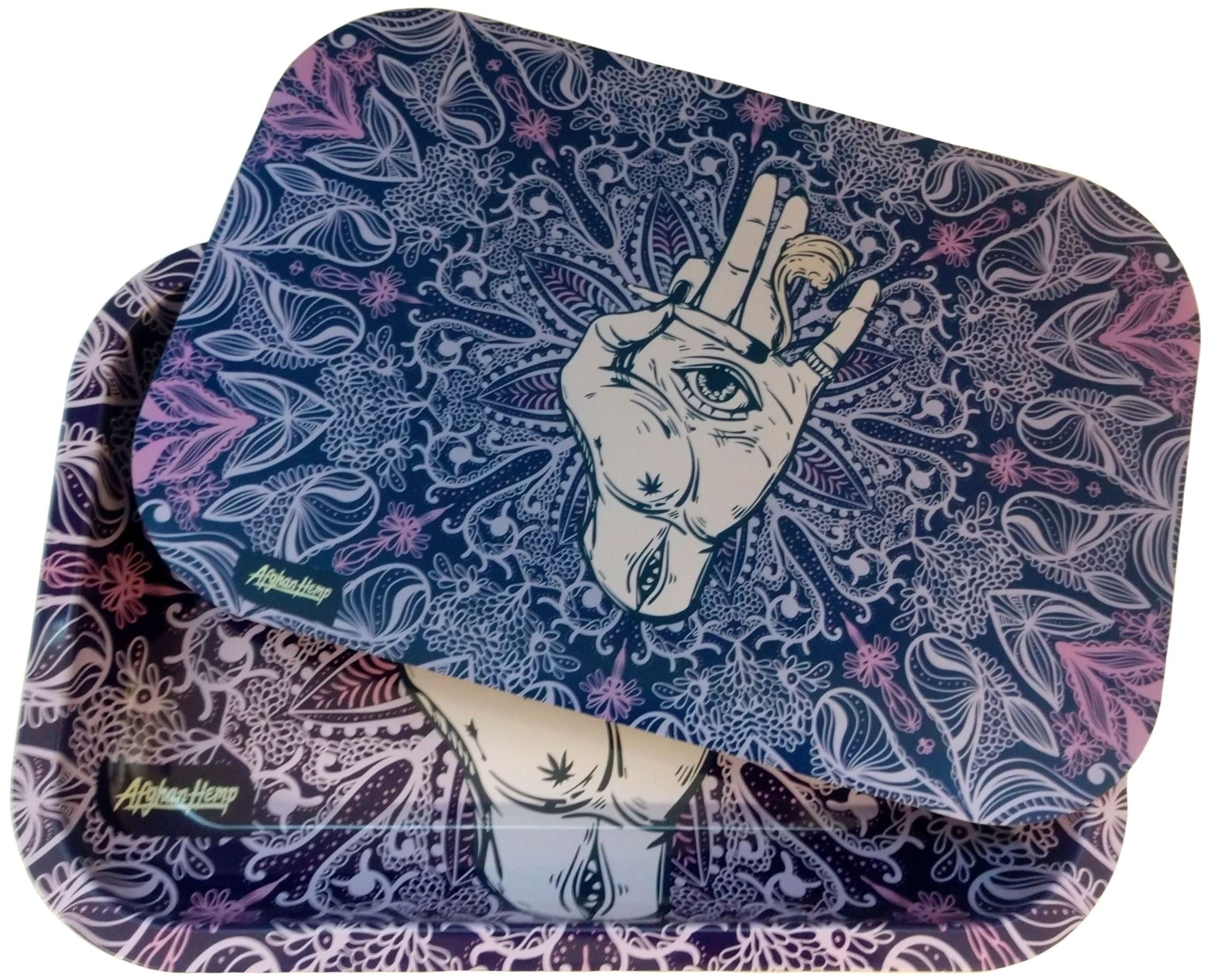 Afghan Hemp Metal Tray Kit w/ Magnetic Lid - Lavender Edition