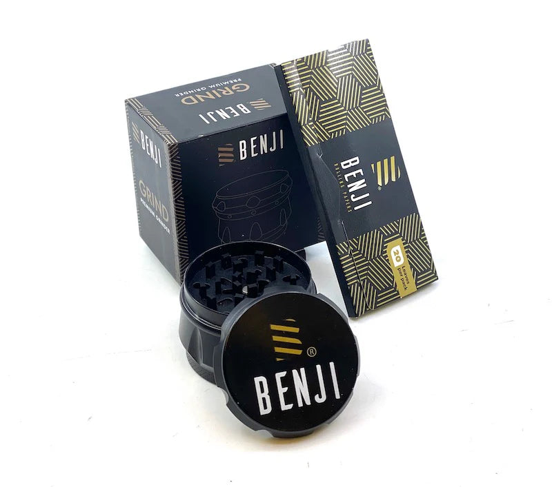 Benji Grind Aluminum Grinder + Booklet: Your Stairway to Smoking Heaven!