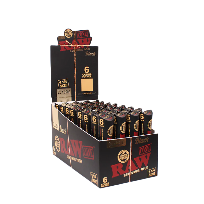 RAW - Black 1 1/4 Classic Pre-Roll Cone (6ct)