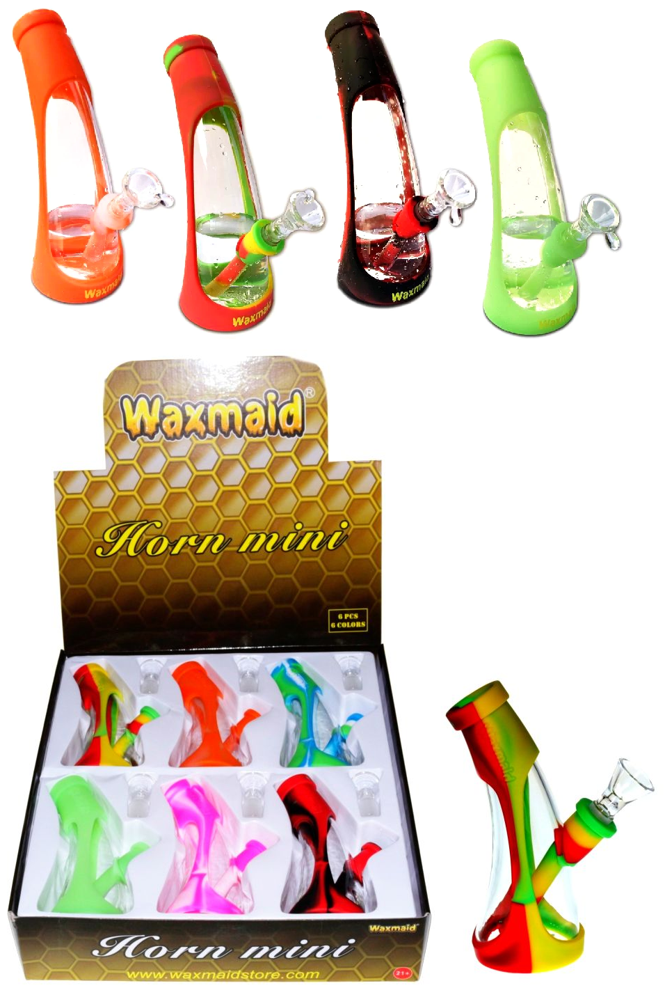 Waxmaid Mini Horn Silicone & Glass Hybrid Waterpipe