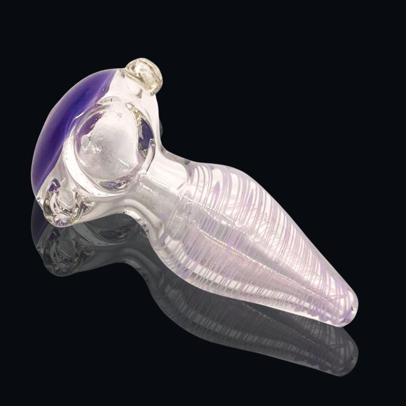 5" HEAVY PURPLE HEAD GLASS HAND PIPE