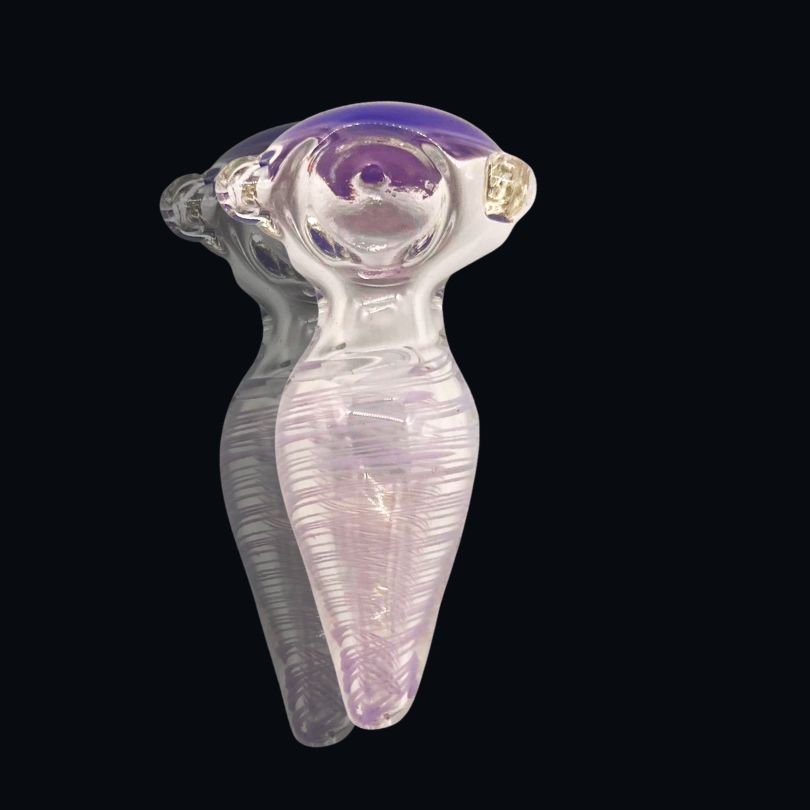 5" HEAVY PURPLE HEAD GLASS HAND PIPE