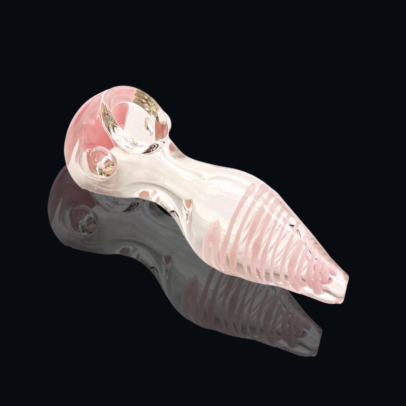 5" HEAVY PINK HEAD GLASS HAND PIPE