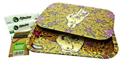 Afghan Hemp Metal Tray Kit w/ Magnetic Lid - Lavender Edition