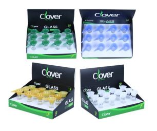 Clover Glass - 14mm Color Bowl Color Handle Bowl - Assorted Colors - (Display Of 12)