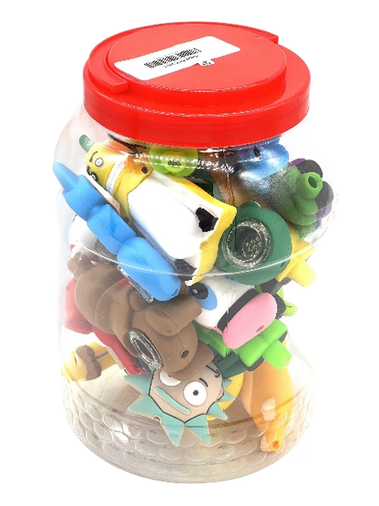 4" Character Silicone Hand Pipes (20 Count Per Jar)