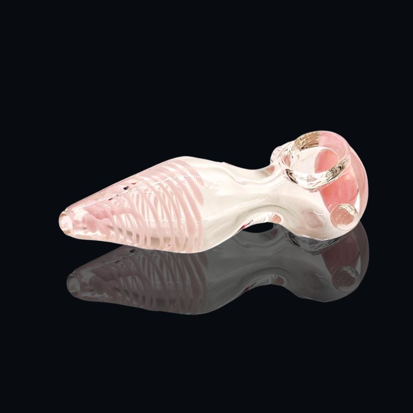 5" HEAVY PINK HEAD GLASS HAND PIPE