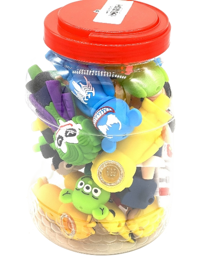 4" Character Silicone Hand Pipes (20 Count Per Jar)