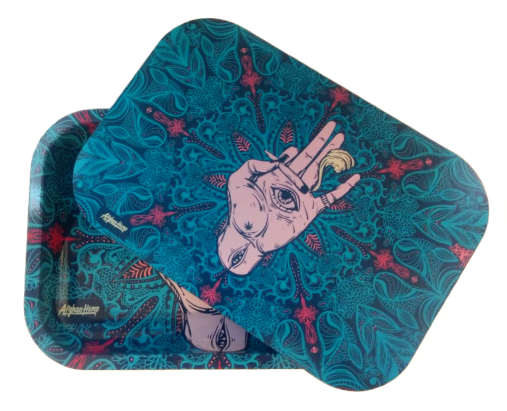 Afghan Hemp Metal Tray Kit w/ Magnetic Lid - Turquoise Edition
