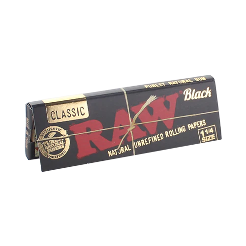 RAW - 1 1/4 Black Classic Natural Unrefined (24 packs)