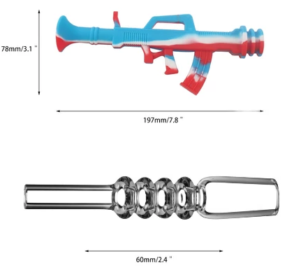 AK Gun Silicone Nectar Collector w/ Quartz Nail