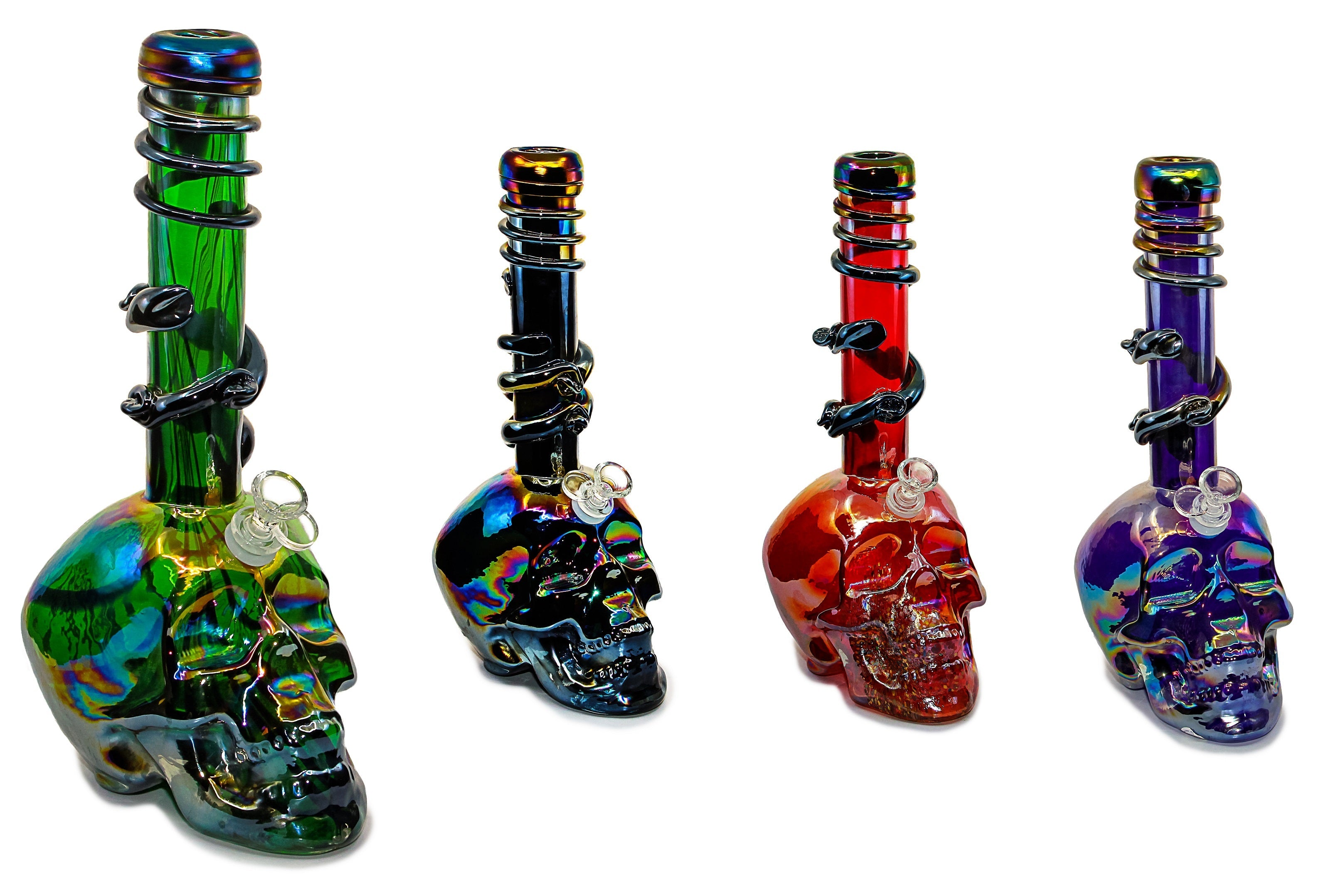 14" Skull Glass-On-Glass Soft-Glass Water Pipe