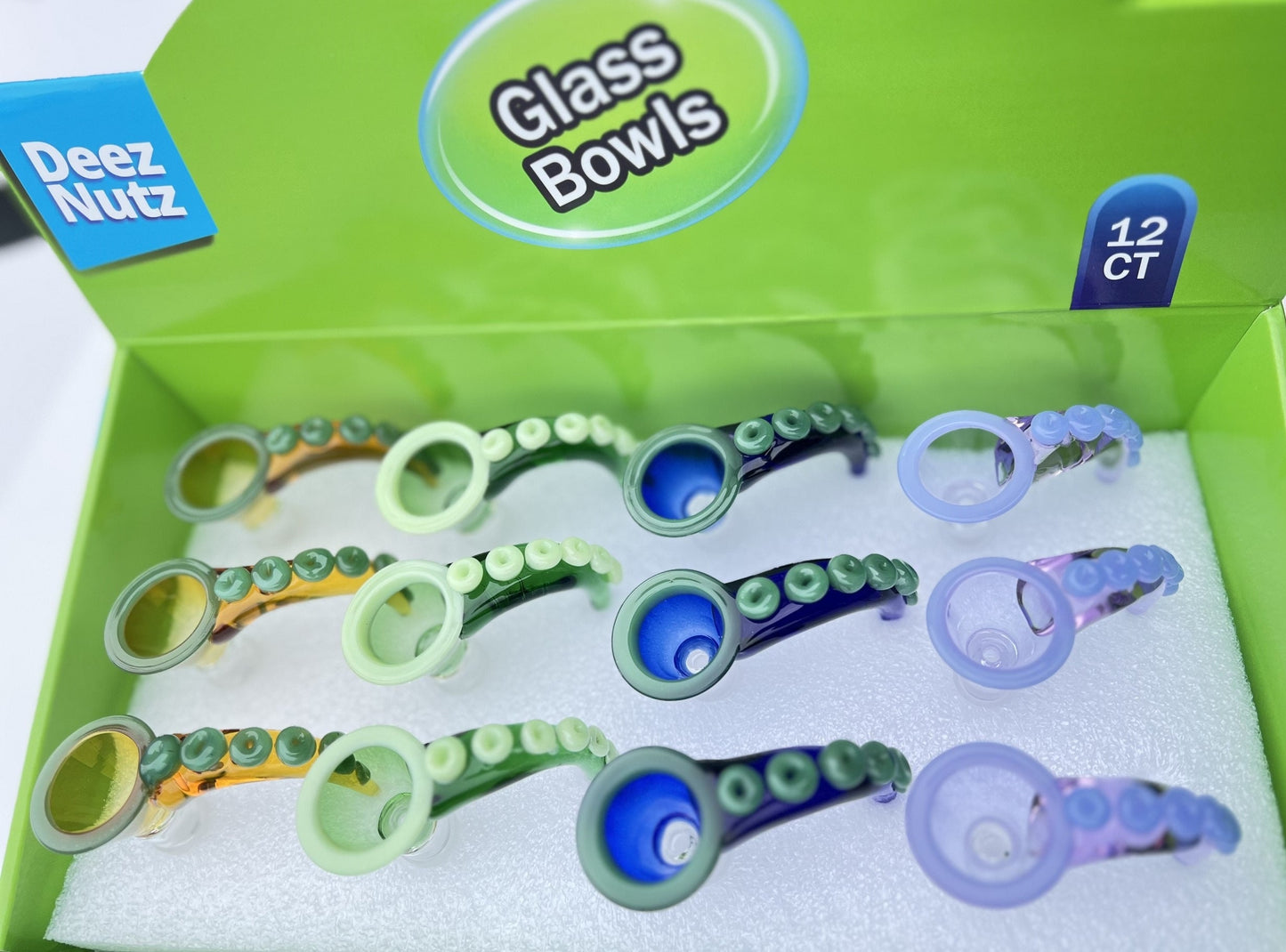 DEEZNUTZ GLASS COLOR 14MM MALE BOWL 12CT