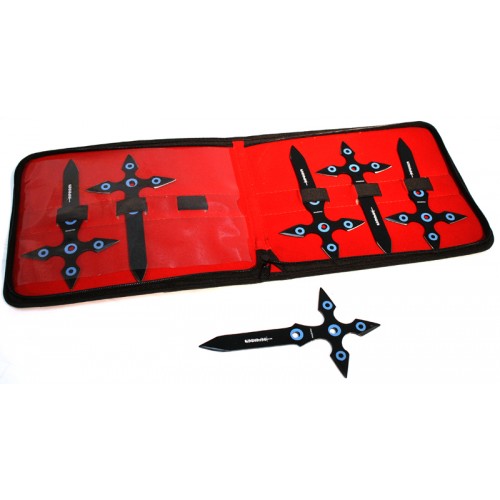 Set of 6 Black 7" Throwing Knives With Carrying Case